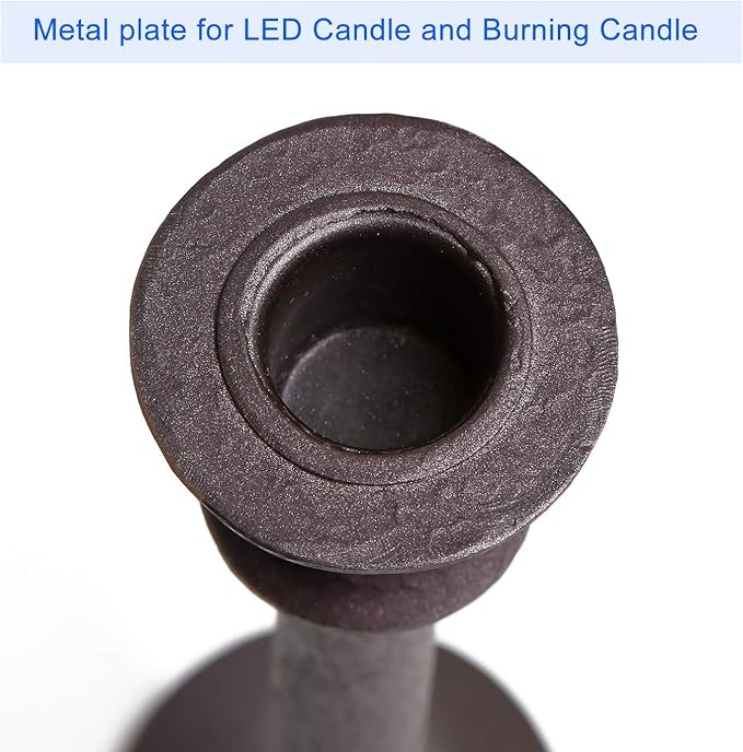 JT17008 Rustic 2 Pack Candlestick Decorative Taper Candle Holder for Table Centerpiece, 7" x 9", Brown