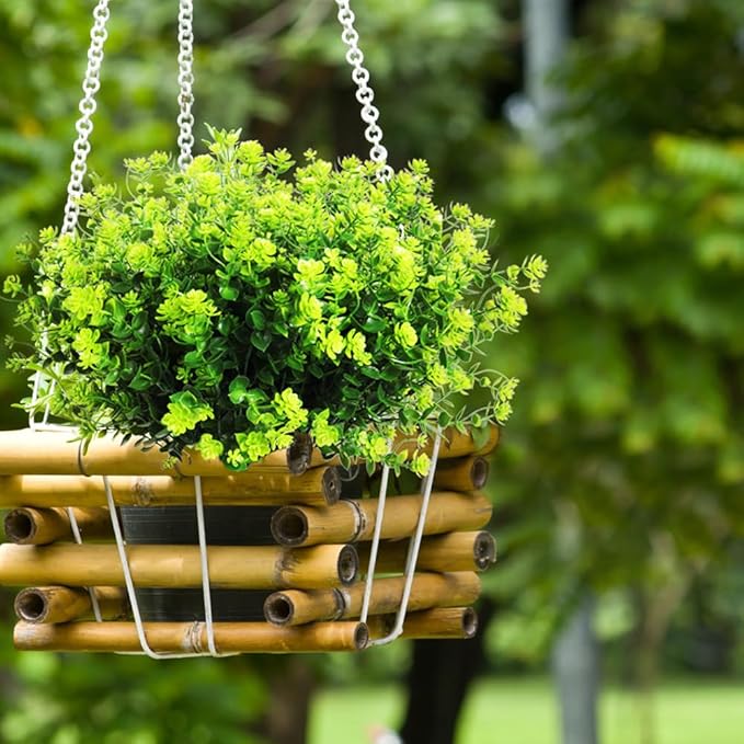 RECUTMS Artificial Outdoor Flowers Artificial Greenery Artificial Plant Bundles Spring Greenery Outdoor Plants Artificial UV Resistant for Porch Artificial Eucalyptus Stems,10 Pcs(Green)