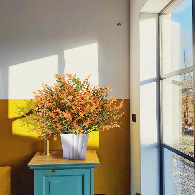 RECUTMS Artificial Plants & Flowers for Outside Outdoor Artificial Flowers Fake Outdoor Plants Faux UV Resistant Flower Plastic Shrubs Indoor Outside Hanging Decorations(Salmon)