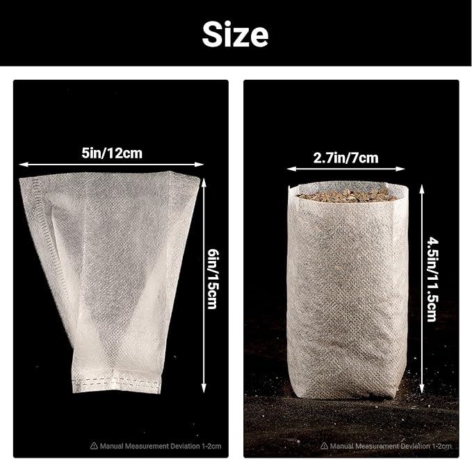 Non-Woven Nursery Bags, 200PCS 5x6 inch Fabric Planter for Plants Tree Seedling, Seed Starting Soil Transplant Pouches, Plant Grow Bags for Cutting Clones Home Garden Supply