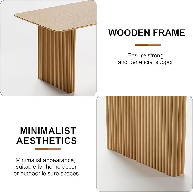 Casaphoria 67" Rectangular Dining Table, Modern Kitchen Table for 4-6, Farmhouse Style Large Table, Easy Assembly for Living Room, Kitchen, Bar, Natural Wood