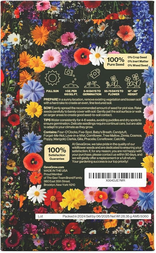 Awesome Annual Wildflower Seeds – 1oz Packet (15,000+ Seeds, Covers 100 Sq Ft) | 18 Easy-Grow Flower Varieties | Organic, Non-GMO | Fast Blooming Garden Mix for Bees, Butterflies & Pollinators