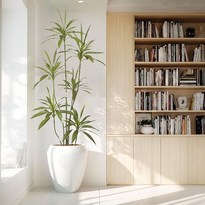 Artificial Cordyline Plant, Indoor Potted Plant, 6 Stems with Black Planter, Suitable for Large Indoor Living Room Decorations, Potted Plants, and Window Display Scenes (Green-7ft)