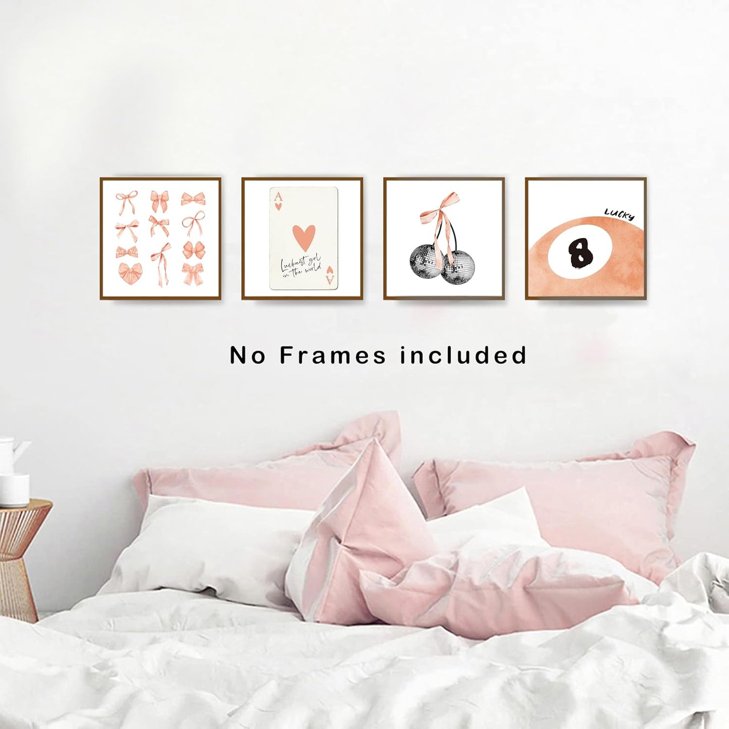 okaxscm Fall Orange Coquette Trendy Preppy Wall Art Prints Set of 4, Coquette Room Decor, Preppy Room Decor Aesthetic, Orange Bow Disco 8 Ball Cherry Wall Decor Posters for Girls Bedroom Dorm,10x10 Unframed