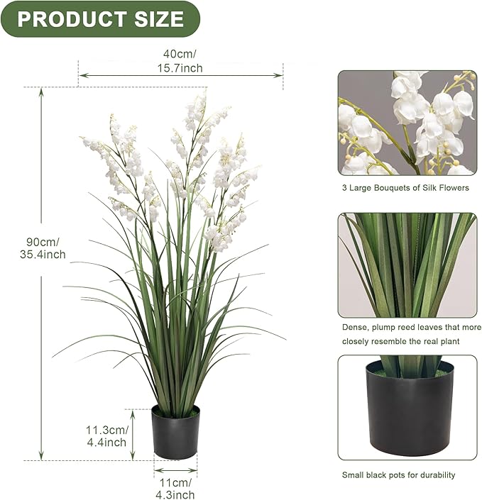 Fake Plants Home Decor Fake Flowers Artificial Plants Outdoor Tall Grass Plant Artificial Pampas Grass Decor Artificial Plants Indoor Fake Grass Living Room Decor Artificial Grass 36“2PCS White