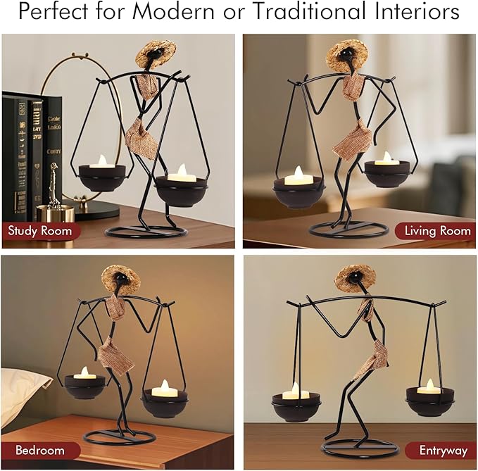 Notart Art Gallery | Creative African Tribal Lady Candle Holders, Tribal Lady Candle Holder Centerpieces, Iron Candlestick Holders for Home, Bar,Dining Table Decor, Personalizable Style Shelf Décor