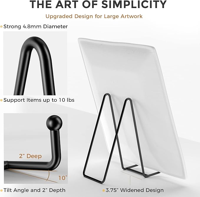 TR-LIFE Plate Stands/Holder for Display, 8 Inch, Large, Metal Frame for Picture, Decorative Platter, Book, Photo Easel (2 Pack)