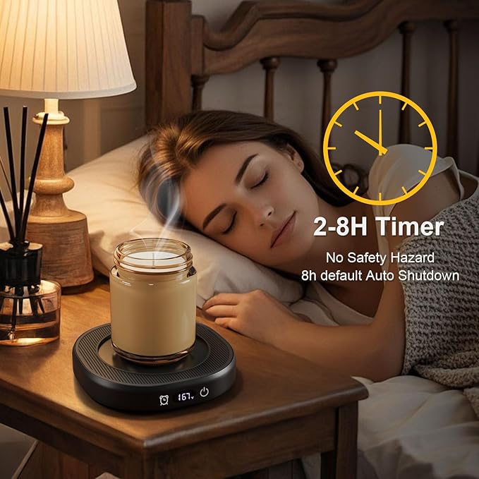 Coffee Mug Warmer & Mug Set for Desk Auto Shut Off, Smart Coffee Warmer & 14oz Cup, Fast Heating Electric Coffee Cup Warmer 4 Temperature Control Setting 8H Timer Candle Tea Beverage Warmer for Coffee