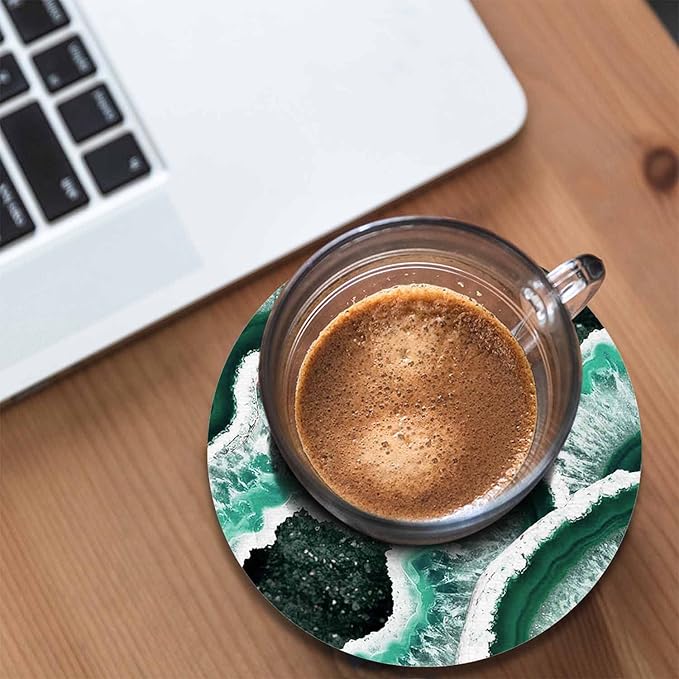 Texture of The Stone in A Cut Cup Coasters Set of 2 Delicate Beautiful Agate Design Wooden Table Apartment Decor 100% Diatomite for Drinking Glasses,4 Inches