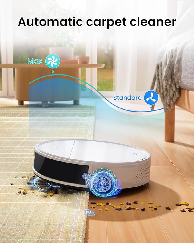 OKP Life Robot Vacuum and Mop Combo K5 Ultra Small Robotic Cleaner with ToF LiDAR Navigation, 6000Pa Suction, WiFi/App/Alexa Control, 170min Runtime, 500ML Dust Box, Ideal for Pet Hair and Home