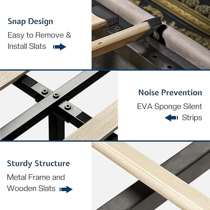 Jocisland Queen Size Lift Up Storage Bed Frame Linen Upholstered Platform Bed/Hydraulic Storage/Modern Wingback Headboard/No Box Spring Needed/Wood Slats Support/Light Grey