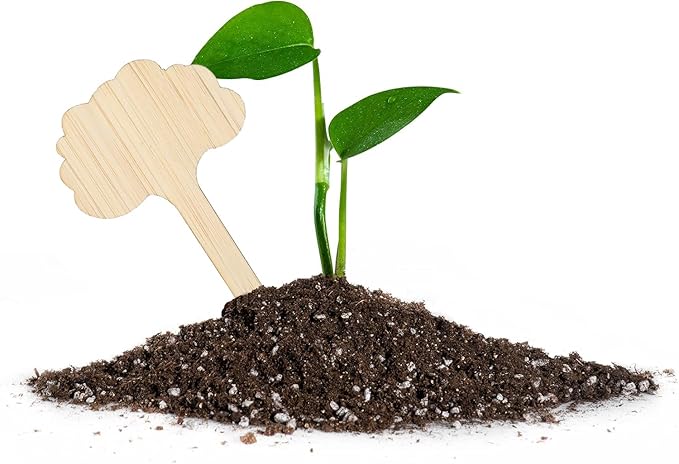 OBTANIM 75 Pack Bamboo Cloud Plant Labels with A Marker Pen, Garden Markers Sign Plant Tags for Seedling Potted Herbs Flowers Vegetables