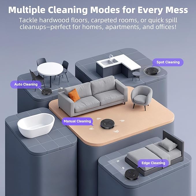 MONSGA Robot Vacuum Cleaner, 3000Pa Powerful Suction Robotic Vacuum, 3.2" Super-Slim, 140Min Runtime, Vacuum Robot for Hard Floor/Low Pile Carpet/Pet Hair, Remote/App/Voice Control, Schedule Clean