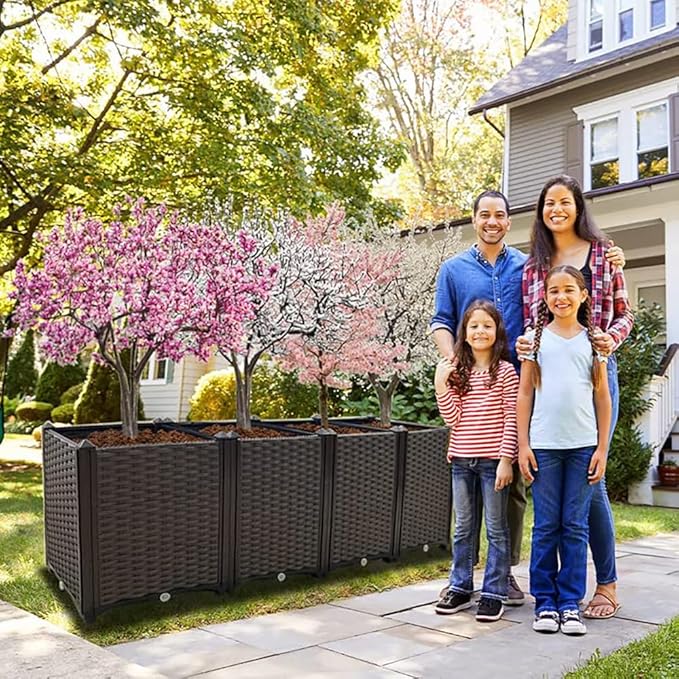 Large Planters for Outdoor Plants Raised Garden Bed Elevated Rectangular Garden Box Kits for Gardening, Vegetables, Flowers and Herbs in Backyard Patio Balcony