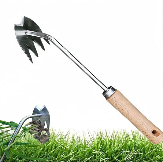 Weed Puller Tool,Portable Garden Weeder Tool,2025 New Gardening Weeding Tools, Hand Weeder Tool with Handle, 4 - Tooth Manganese Steel for Gardening Backyard Farm