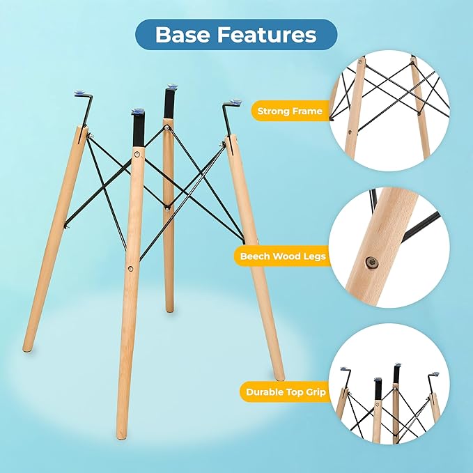 Fab Glass and Mirror Dining Table Round - Wooden Table Base with Round Glass Dining Table Top, 42Inches Flat, 1/2 Thick - Perfect for Glass Kitchen Table and Stylish Dining Spaces