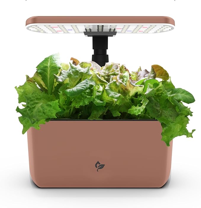 AeroGarden Harvest Lite in Mocha, Soil-Free Indoor Hydroponic Garden with LED Grow Light for Year-Round Gardening of up to 6 Herbs and Vegetables