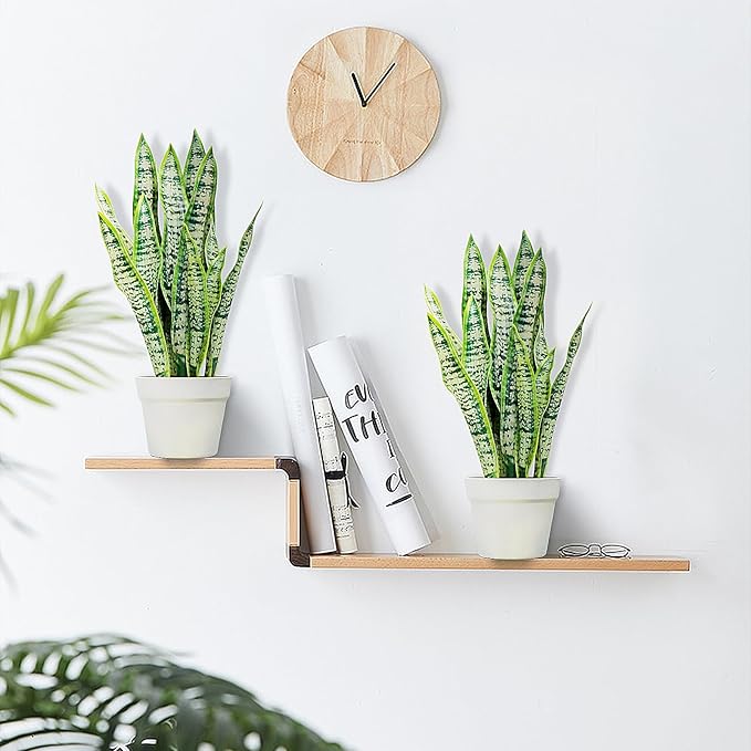 Artificial Snake Plant, Faux Sansevieria Agave Plants with White Pot, 21-inch Potted Fake Decorative Plant for Home Office Decoration Housewarming Gift (Set of 2)