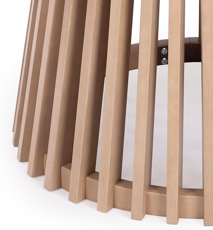 Plank+Beam Lido Round Dining Table, 47", Wooden, Pedestal, Minimalist Kitchen Table for 4 for Dining Room, Blonde