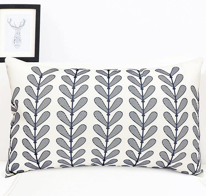 Decorative Throw Pillow Covers Set of 2 Blue Pillow Covers 12x20 Inch Throw Pillow Cover Linen Pillowcase Modern Boho Farmhouse Outdoor Pillow Covers for Couch Sofa Bed Living Room