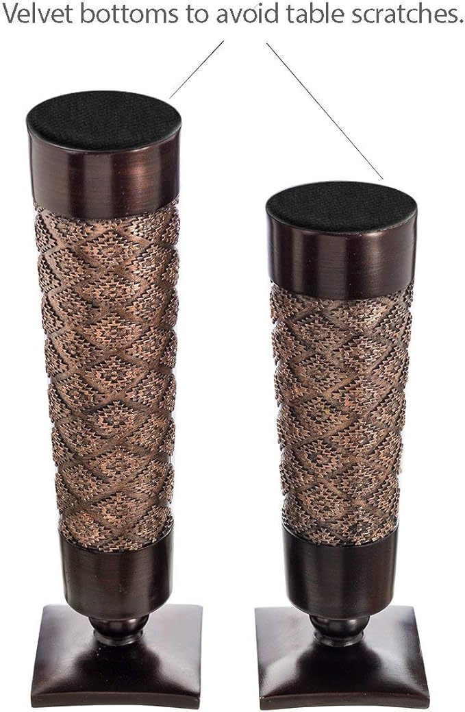 Creative Scents Dublin Brown Pillar Candle Holder Set of 2 - Home Decor Aesthetic, Coffee Table Decor Mantel Centerpieces Table Decorations, Living Room Decor or Dining Tabletop Decor -Gift Packaged-