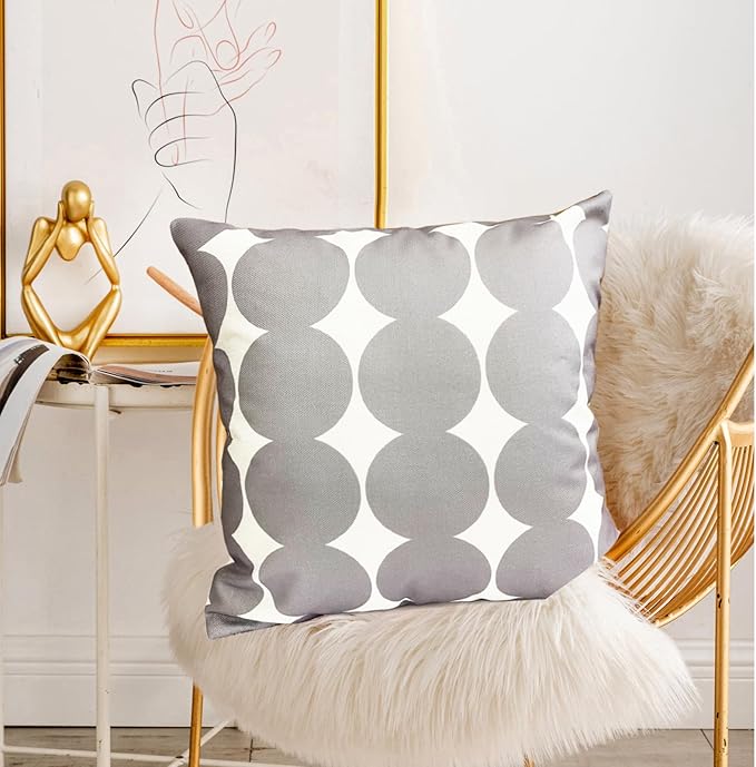 Decorative Throw Pillow Covers Set of 2 Light Gray Fashion Polka dot Pillow Covers 22x22 Inch Throw Pillow Cover Linen Pillowcase Farmhouse Outdoor Pillow Covers for Couch Sofa Living Room