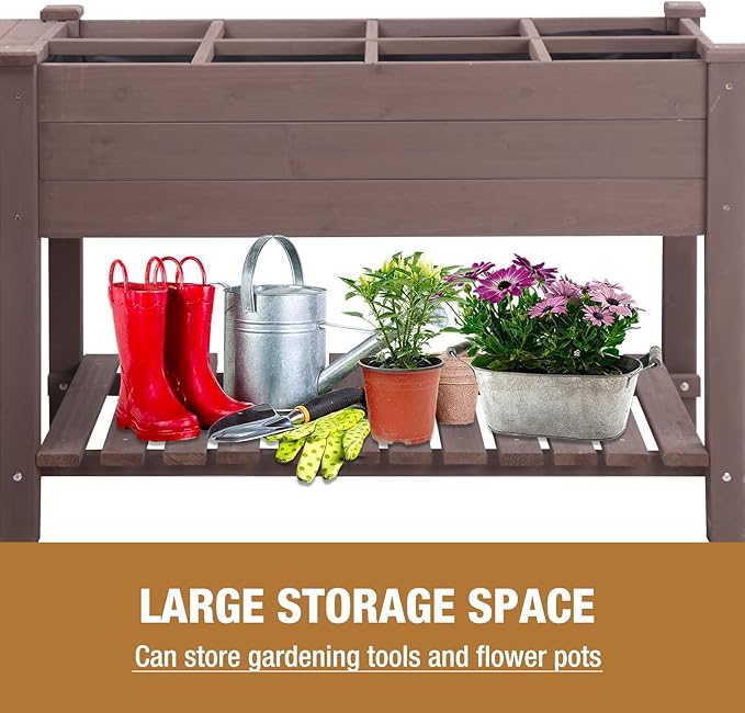 GUTINNEEN Raised Garden Bed Mobile Outdoor Planter Box with Legs for Vegetables Flower Herb, Large Storage Garden Box on Wheels