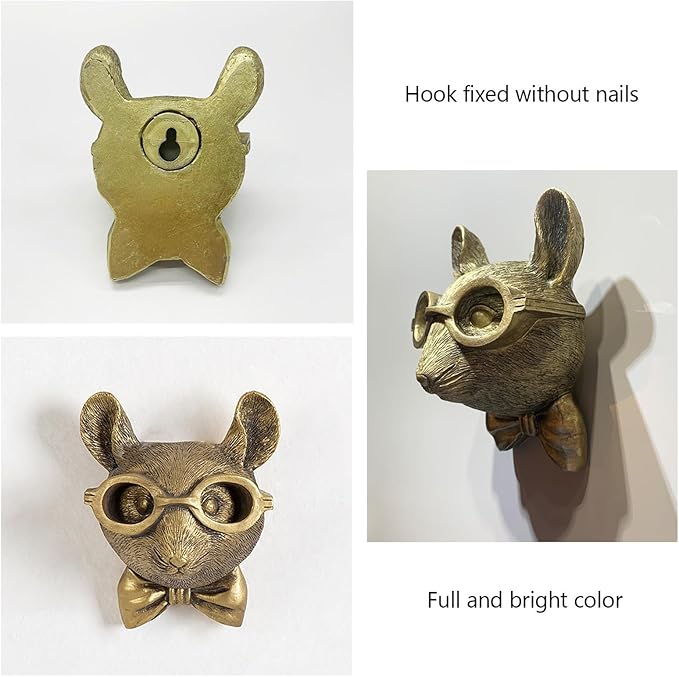 GUASDIE Animal Wall Decor: Faux Deer Head Mount, Resin Animal Head Wall Hanging for Living Room, Bedroom, Bathroom, Kitchen, Unique Art, Sculptures Home Decor, Gift, Rat