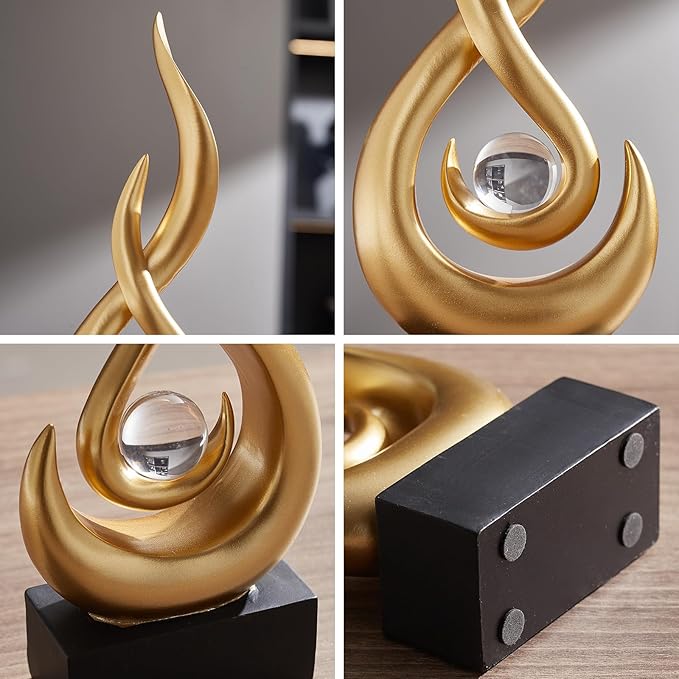 Modern Abstract Art Table Decoration,Resin Gold Statue Modern Ornaments for Living Room Great Gift Idea Home Decor 5 * 2.5 * 10.5 inch,Home Collectibles