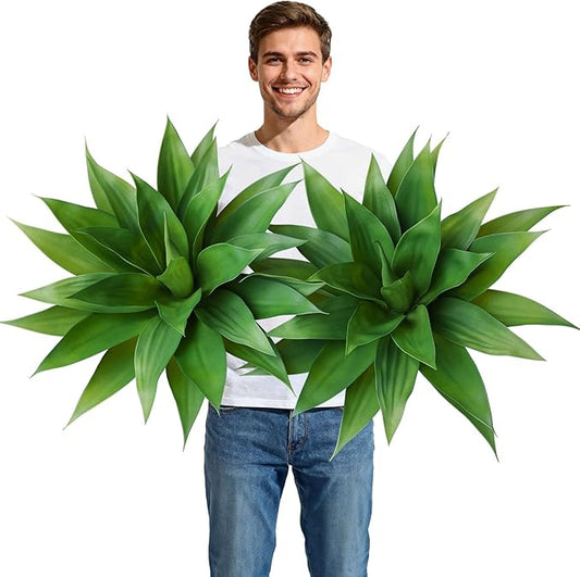 Artificial Plants Fake Agave Succulent Plant 28 Inch Big Size Faux Succulents Stems for Indoor Outdoor Realistic & Natural Home Decor Plants for Office Housewarming 2 Pack