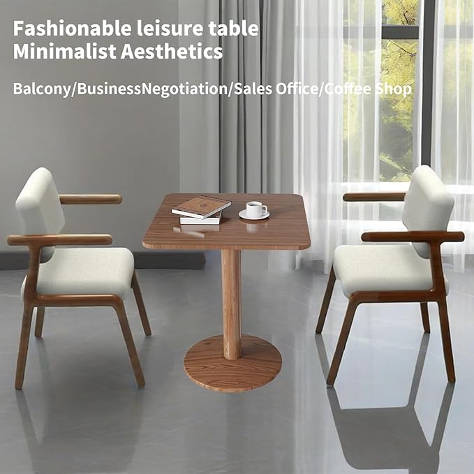 23.62" Mid-Century Modern Square Dining Table for 2 People, Small Dining Room Table with Sturdy Metal Pedestal, Square Kitchen Table for Dining Room, Kitchen, Living Room, Restaurants, Cafes