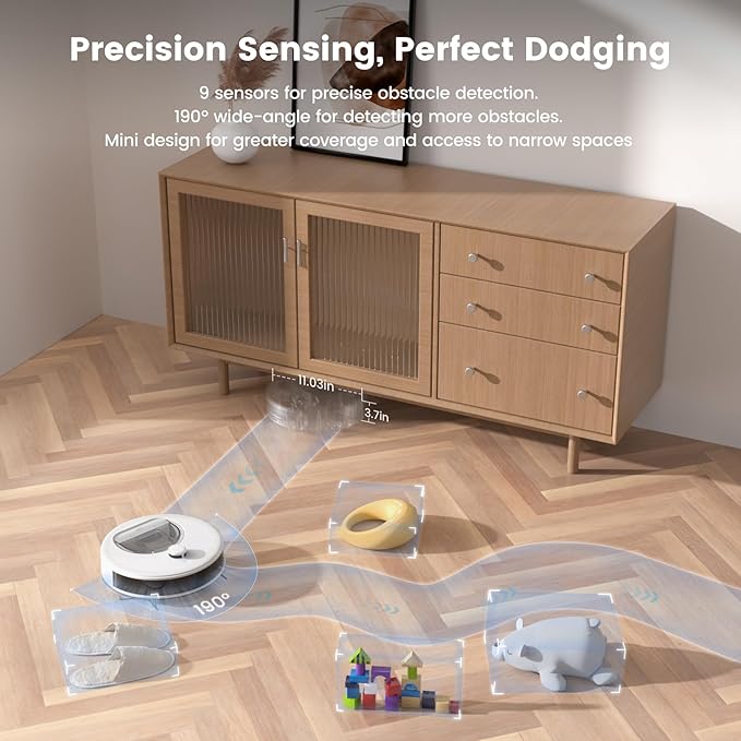 OKP LiDAR Robot Vacuum and Mop, 450ml Visible Dustbin, Upgraded 190° PSD Obstacle Avoidance, Customized Cleaning, Multi-Floor Mapping, 150 Mins Runtime, WiFi/Alexa/APP, Pet Hair & Carpets, White