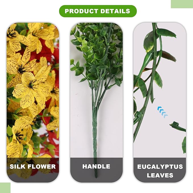 Fake Fall Artificial Flowers for Outdoor Decoration 12 Bundles Faux Silk Mums Daisy UV Resistant Autumn Flowers for Garden Patio Porch Window Box Outdoor Indoor Decor