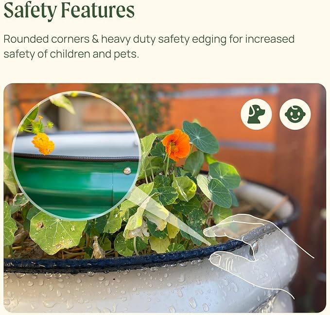 Vego garden Raised Garden Bed Kit, 14" Tall 4 in 1 Modular Metal Raised Garden Beds Kit, Metal Planter Box for Vegetables, Flowers, Herbs, Pearl White