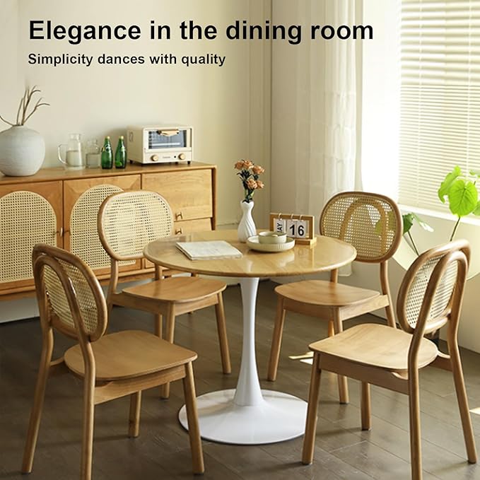 23.62" Mid-Century Round Dining Table, Small Dining Table, Side Table for 2 People, Small Round Dining Room Table with Sturdy Trumpet Base, Circle Kitchen Table for Dining Room, Kitchen, Living Room
