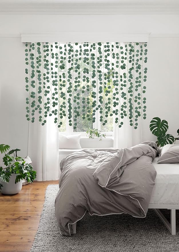 DearHouse 86 Feet 12 Strands Artificial Eucalyptus Leaf Plants Vine Hanging Eucalyptus Garland for Home Kitchen Office Wedding Wall Decor