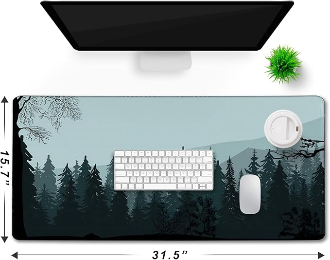 Mouse Pad Forest Background Pattern, Large Mouse Pad for Gamer, (31.5"X15.7") Gaming Mousepad with Nonslip Base, Waterproof Comfy Computer Keyboard Mousepads for Esports Pros/Office/Home