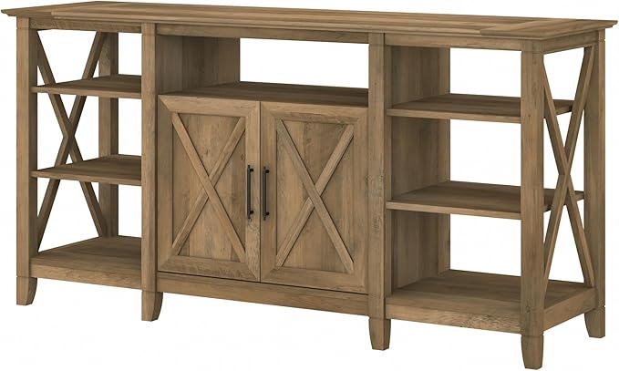 Bush Furniture Key West Tall TV Stand for 65 Inch TV in Reclaimed Pine, Farmhouse Entertainment Center with Storage