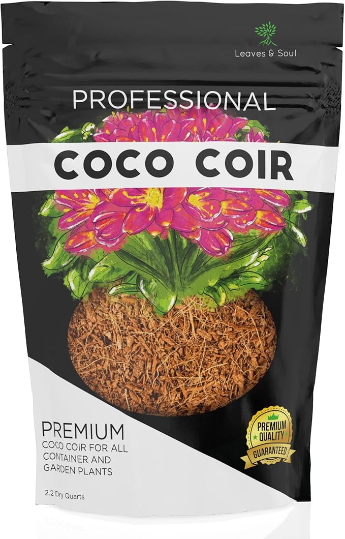 Professional Coco Coir | for Container and Garden Plants | Low Acidic Lightweight Soil Additive | Large 2.2 Quarts | Made in USA