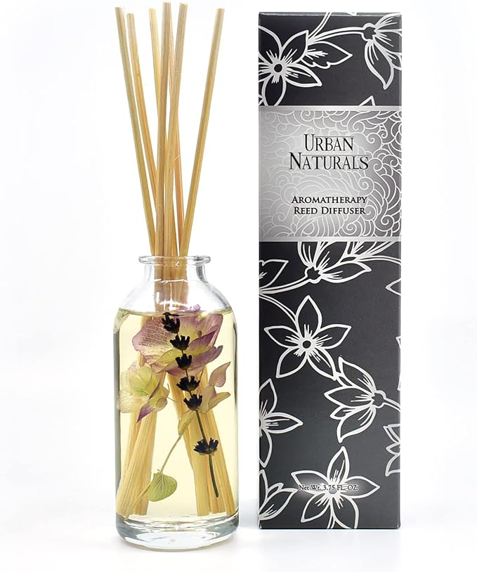 Urban Naturals Garden Lavender Reed Diffuser Oil Set with Reed Sticks – Calming, Herbal Fragrance - Made in The USA