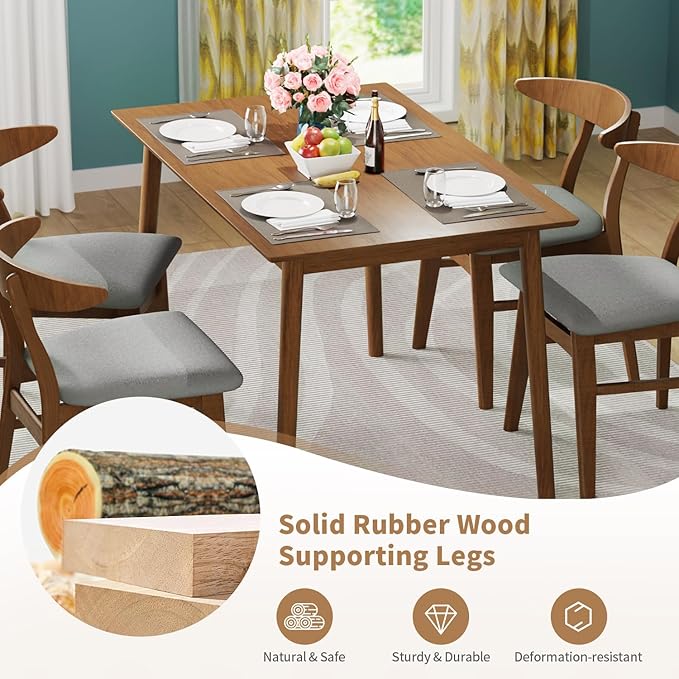 FDW 47 Inches Dining Table, Dining Room for 4 People, Small Rectangular Table for Kitchen, Quick Assembly, Small Spaces Modern Home Furniture Dinner Table, Natural