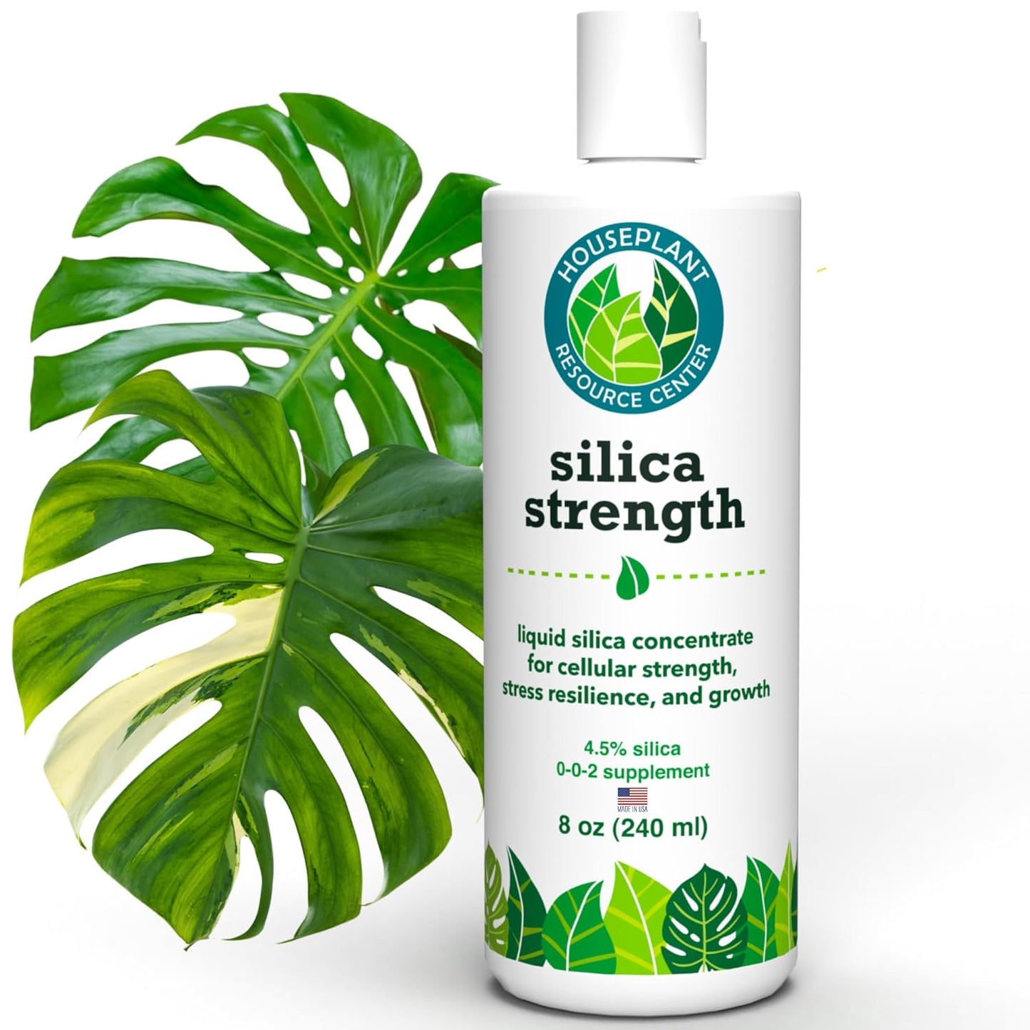Silica Strength Plant Supplement – Strengthens Stems, Supports Upright Leaves & Improves Stress Resilience | Ready-to-Use 4.5% Liquid Concentrate for Houseplants | 8 oz | Makes 96 Gallons