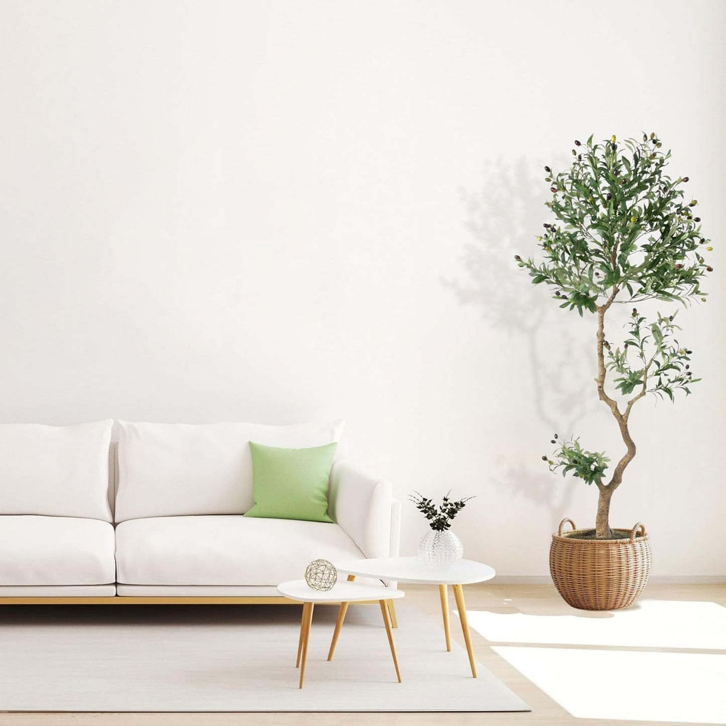 Olive Tree 6.2 Feet – Artificial Plants Indoor, Faux Olive Tree and Pot, Fake Tree for Home Decor, Faux Trees Indoor for Living Room, Office, Bedroom – Tall Artificial Trees for Home, Designer Tree