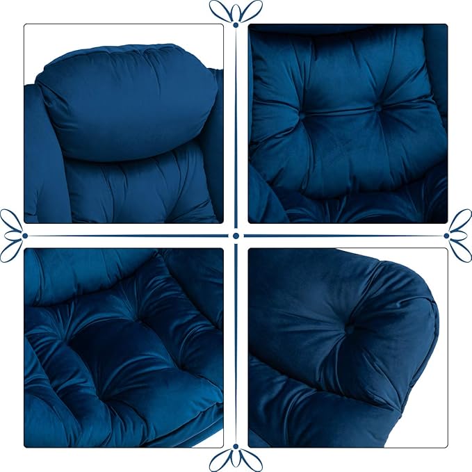 HollyHOME Modern Fabric Large Lazy Chair, Accent Oversized Comfy Reading Chair, Thick Padded Cozy Lounge Chair with Armrest, Steel Frame Leisure Sofa Chair for Living Room, Bedroom, Dorm, Royal Blue