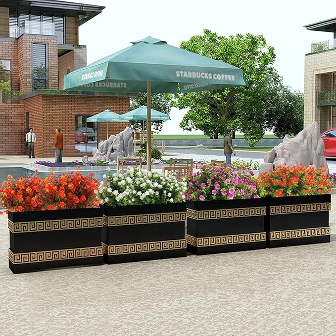 RECUTMS 8 Bundles Artificial Fall Flowers No Fade Faux Autumn Plants, Fake Indoor Outdoor Greenery Decorations for Thanksgiving Christmas Wedding Party Home Garden Fireplace Décor (Green Orange)