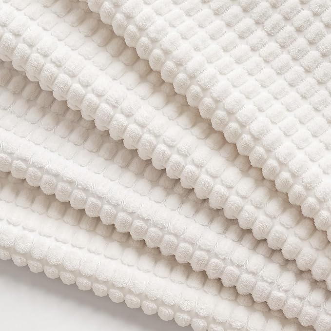 MIULEE Boho Farmhouse Throw Pillow Covers 18x18 Inch Set of 4 Soft Neutral Pillow Covers Cream White Corduroy Couch Pillowcases Home Decor for Sofa Living Room Bed