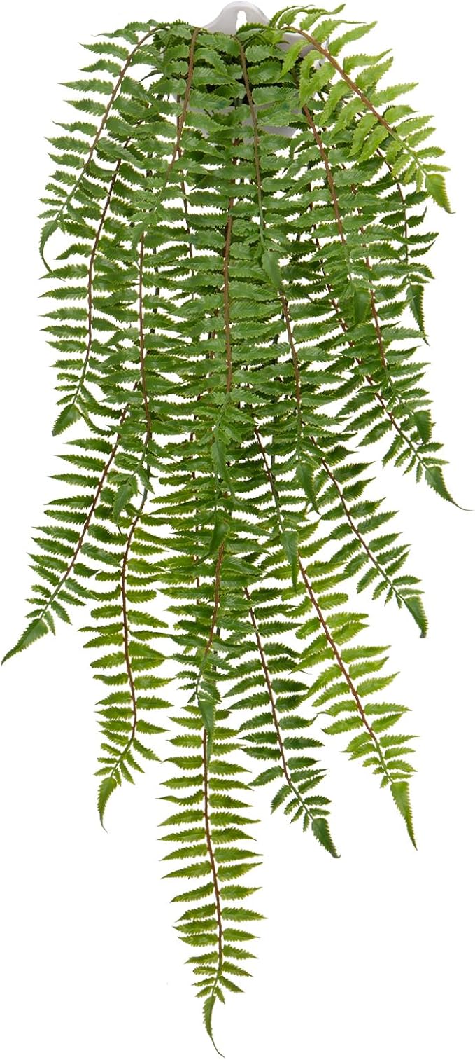 Hollyone Artificial Fern Hanging Plants Potted Fake Boston Ferns Ivy Vines Hanging Wall Plants Realistic Faux Ferns Greenery Plants for Wall Outdoors Indoors Home Office Garden Patio Decorations