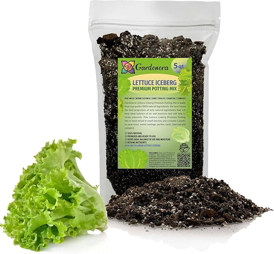 Premium Potting Soil Blend for Lettuce Iceberg - The Ultimate Mix for Healthy, Vibrant, and Crisp Lettuce - 5 Quart