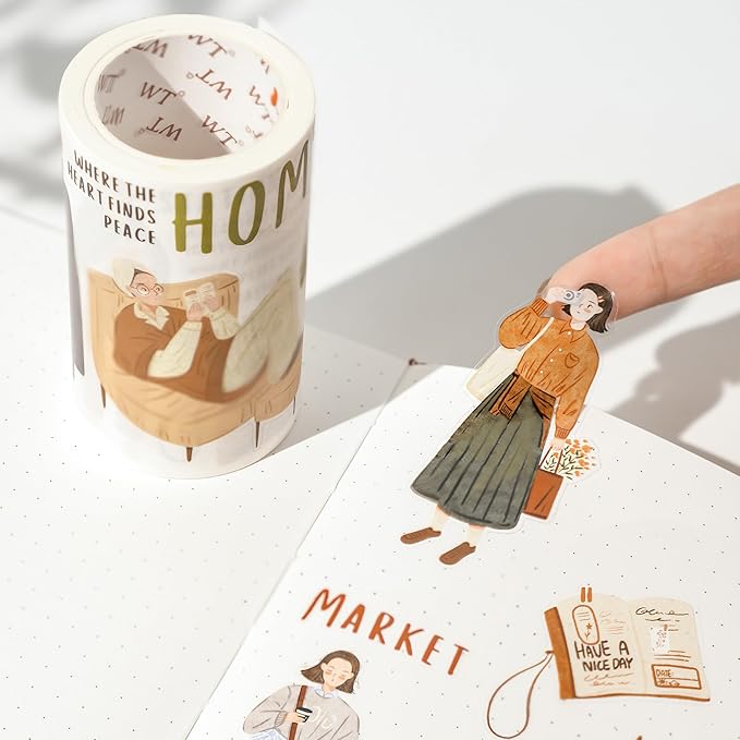 WT Pre-Cut Planner’s Day PET Tape Set, 2 Rolls, Original Designs, Waterproof Decorative Masking Tape for Journals, Planners, Scrapbooking, DIY Paper Projects