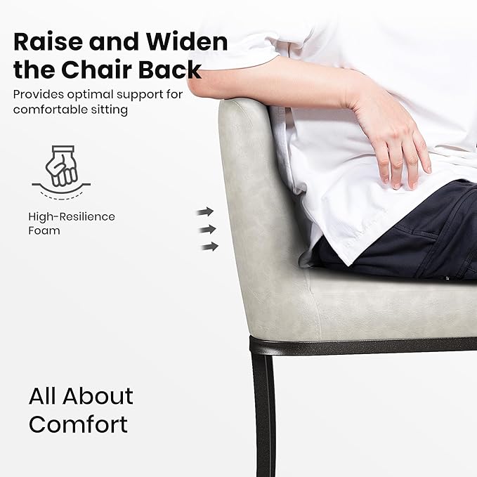 PHI VILLA Light Grey Bar Stools Set of 4, Faux Leather Counter Height Chairs, Kitchen Stools for Island, 24 Inch Barstools with Back